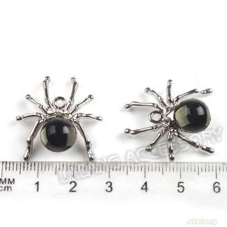 12 Black Stone Abdomen Spider Pendant Charm 25mm 140666  