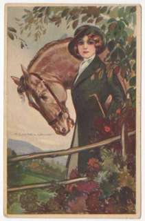 Corbella Artwork Postcard of a Beautiful Woman with a Horse  