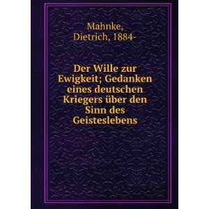   Ã¼ber den Sinn des Geisteslebens Dietrich, 1884  Mahnke Books