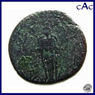 cAc ROMAN PROVINCIAL COIN, AE 18, Augustus, laureate head / statue 