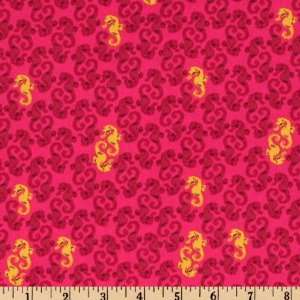 44 Wide Heather Ross Mendocino Collection Seahorses Fuchsia Fabric 