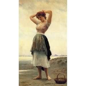   , painting name On the Beach, By Blaas Eugene de 