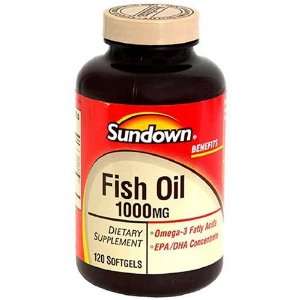  Sundown Fish Oil, 1000 mg, 120 Softgels Health & Personal 