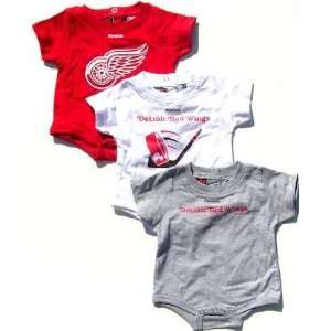  NEWBORN Baby Infant Detroit Red Wings 3 Pack Onesies 