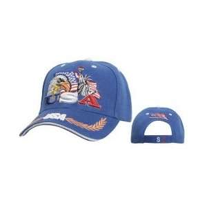 American Bald Eagle Patriotic Baseball Cap, Royal Blue USA Hat, Eagle 