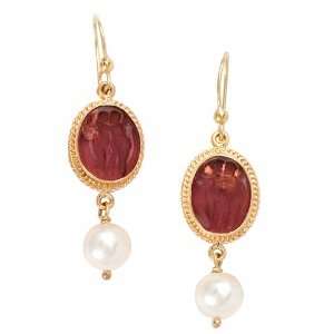   Light Purple Venetian Glass and Freshwater Pearl Earrings Jewelry