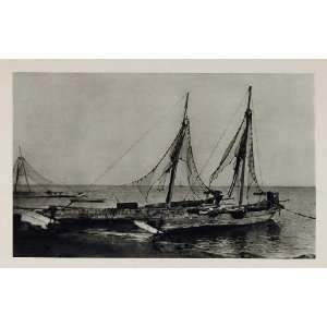  1930 Japanese Fishing Boat Nets Japan Photogravure 
