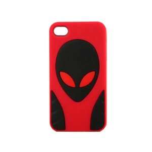  Red 3D Alien Cartoon Silicone Case Cover Skin for iPhone 4 