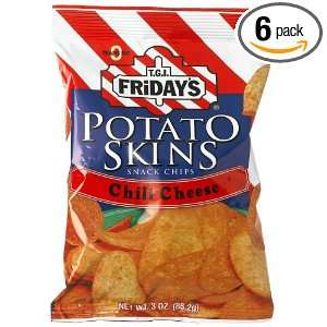 TGI Fridays Potato Skins Snack Chips, Chile & Cheese, 3 Ounce Bags 