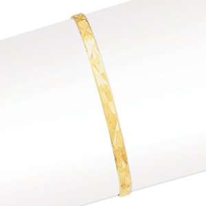  14k Gold 4mm D/C Slip on Bangle Jewelry