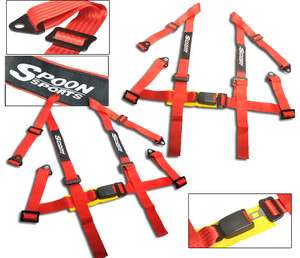 RED 4 POINT RACING SEAT BELT HARNESS ACURA SPOON NEW  