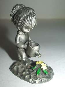   Fine Pewter Figurine Little Gallery 1979 Girl Watering Flowers  