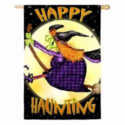 Happy Haunting Witch Halloween Large Garden Flag  