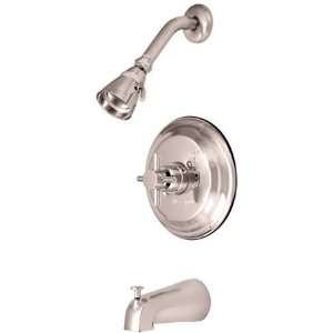   Tub & Shower Faucet Pressure Balanced With Cross Handle   Satin Nick