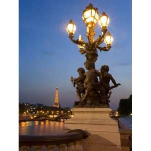  View of the Eiffel Tower from Pont Alexandre Iii at Dusk 