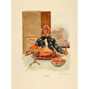  1914 Print Uncle Sam Holiday Thanksgiving Dinner Patriotic 