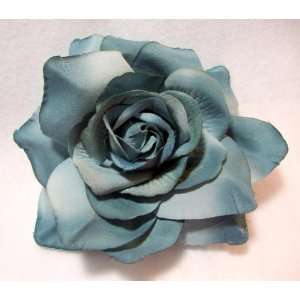  Silver Grey Rose Hair Flower Clip Pin and Pony Tail 