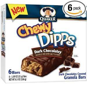 Quaker Dark Chocolate Chewy Dipps Granola Bars, 6 Bars per Pack (Pack 