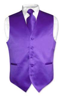 Purple Indigo Vest Necktie Bow Tie Handkerchief L  