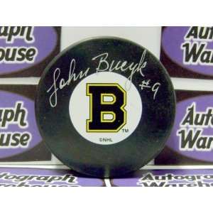  John Bucyk Autographed Hockey Puck (Boston Bruins) Sports 