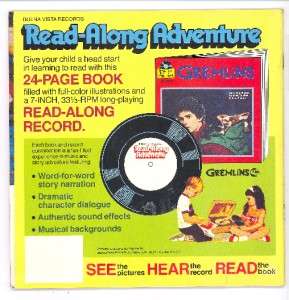 GREMLINS READ ALONG ADVENTURE BOOK & RECORD MINT CONDITION  