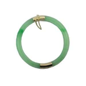  Green Jade Two Section Bangle, 14k Gold Jewelry