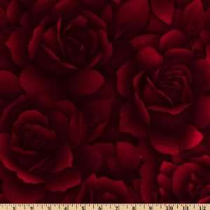  45 Wide Kaufman Fusions Roses Burgundy Fabric By The 