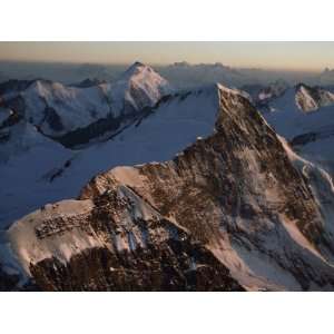  Sunset Light Glows on the North Face of the Monch Mountain 