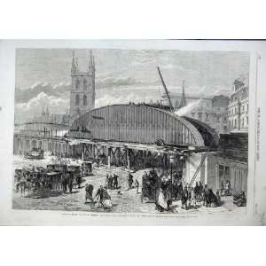   1863 Charing Cross Railway Works Girder Bridge Trains