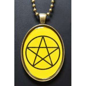   / gold Yellow Pentacle Amulet Talisman Necklace 