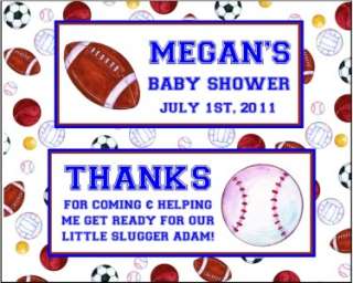 12 Personalized Baby Shower Sports Candy Bar Wrappers  