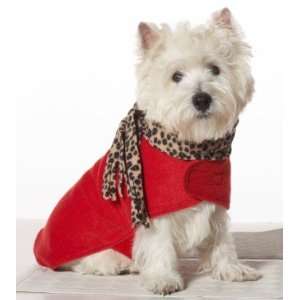  Fashion Pet Red Fleece Dog Coat with Leopard Scarf Large 