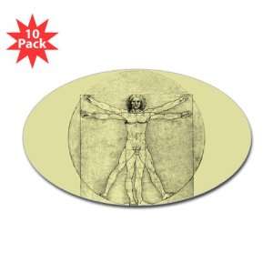    Sticker (Oval) (10 Pack) Vitruvian Man by Da Vinci 