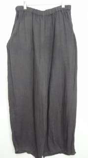 Flax Jeanne Engelheart Linen Pants Elastic Waist L Gray  