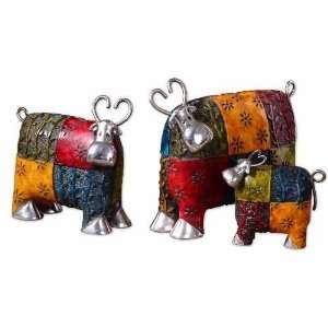  UT19058   Colorful Cow Statues   Set of Three