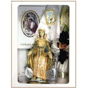 Boxed First Communion Gift Set   Spanish   Virgin Mary Statue   Rosary 