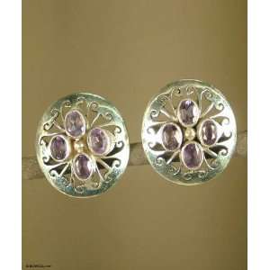  Amethyst button earrings, Violets Jewelry