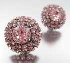 LAWRENCE VRBA Large Pink Crystal Clip On Earrings