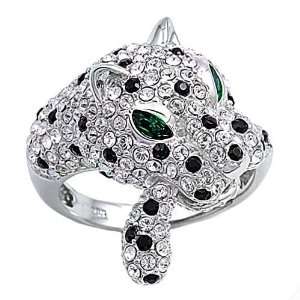   Emerald Eye Onyx Pave CZ 925 Sterling Silver Vintage Panther Ring