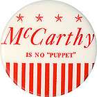 1968 eugene mccarthy is no puppet anti humphrey button one