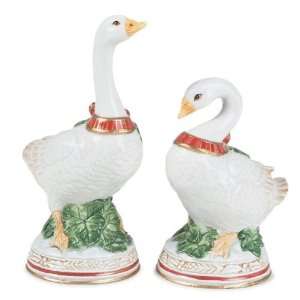 Fitz and Floyd Christmas Gathering Goose Salt and Pepper Shakers 