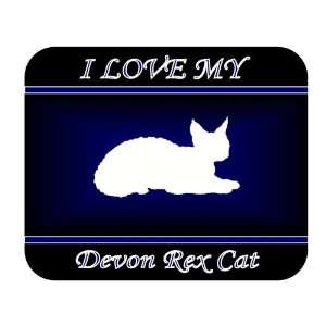  I Love My Devon Rex Cat Mouse Pad   Blue Design 