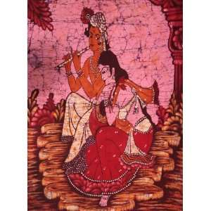 Radha Krishna   Batik Painting On Cotton 