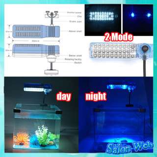 NEW Blue + White LED Clip Light f. Marine Fresh Aquarium Fish Tank 