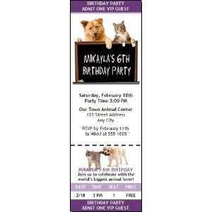 Animal Lover Birthday Party Ticket Invitation