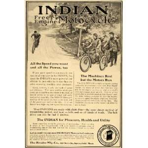   Ad Indian Free Engine Motocycle Motorcycle RARE   Original Print Ad