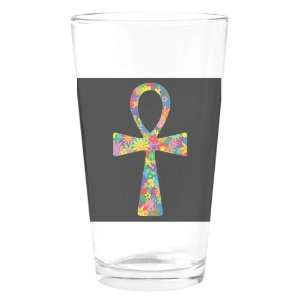  Pint Drinking Glass Ankh Flowers 60s Colors Everything 