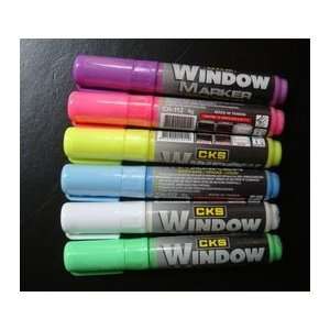   of 6 Fluorescent Window Marker for LED Writing Board