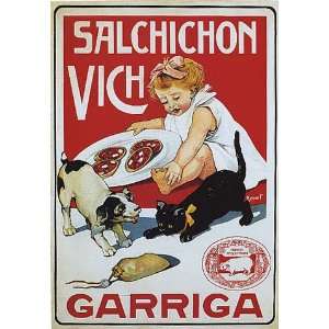  SALCHICHON VICH GIRL DOG CAT GARRIGA SPAIN VINTAGE POSTER 