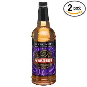 Sebastianos Hazelnut Flavored Syrup, 37.2 Ounce Plastic Bottles (Pack 